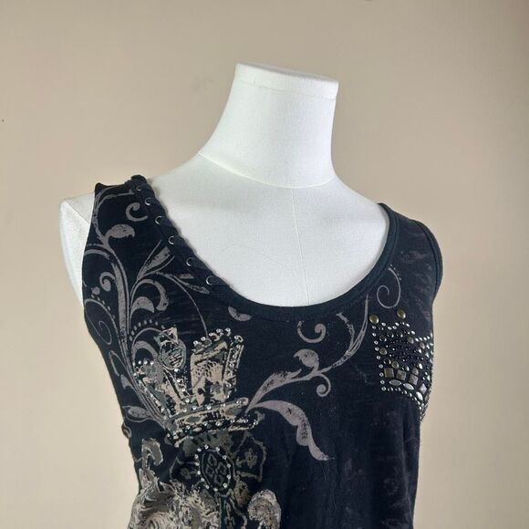 RXB Y2K Mcbling Fairh Grunge Crown Bling Tank Top - Picture 2 of 4